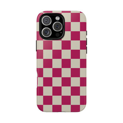 Pink & White Checked Pattern Phone Case - Pink Phone Case - iPhone 16 Pro Max / Glossy