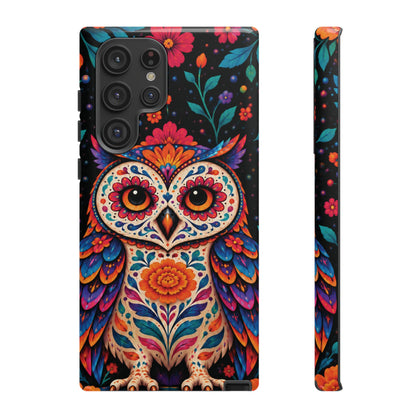 Vibrant Orange and Turquoise Calavera Owl Phone Case - Multicolor Phone Case - Samsung Galaxy S22 Ultra / Glossy