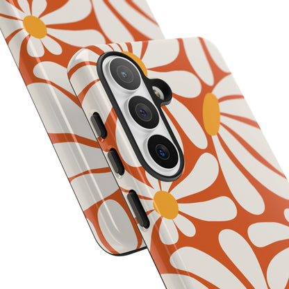 Retro Orange Daisy Pattern Phone Case - Orange Phone Case