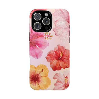iPhone 16 Pro Max / Glossy Phone Case - ’Pink Hibiscus Pattern #1’ Phone Case