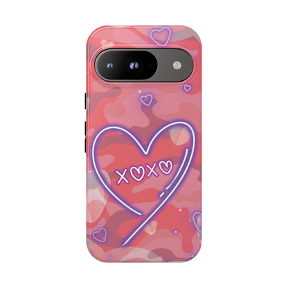 Love Heart Neon Camo Phone Case - Pink Phone Case - Google Pixel 9 / Glossy
