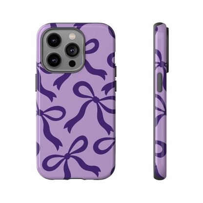 Bold Lilac and Deep Purple Bow Pattern Phone Case - Purple Phone Case - iPhone 14 Pro / Glossy