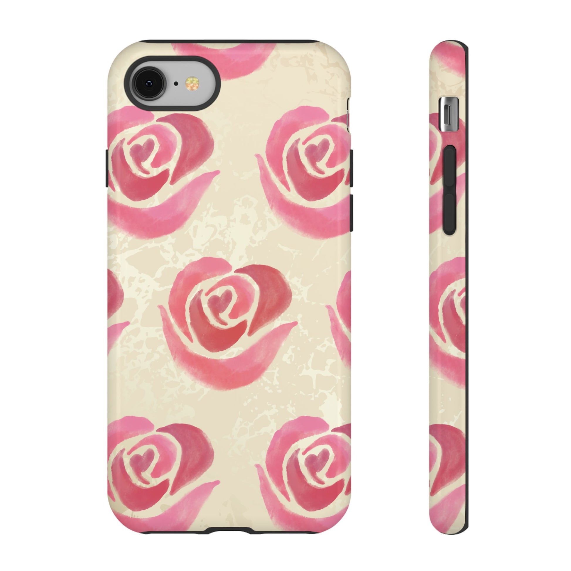 Cute Pink Rose Pattern Phone Case - Pink Phone Case - iPhone 8 / Glossy