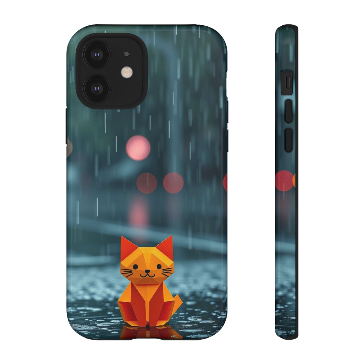 iPhone 12 / Glossy Phone Case - Origami ’Soggy Cat’ Design Phone Case