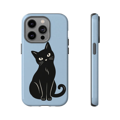 Minimalist Powder Blue & Black Cat Phone Case