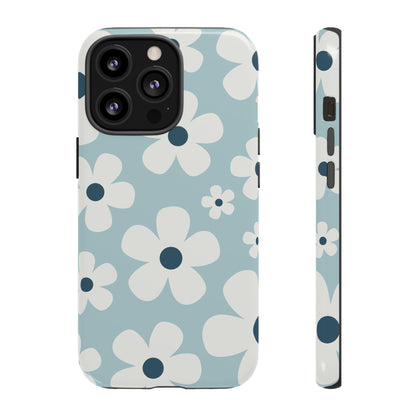 iPhone 13 Pro / Glossy Phone Case - Cute Light Blue Daisy Pattern Phone Case