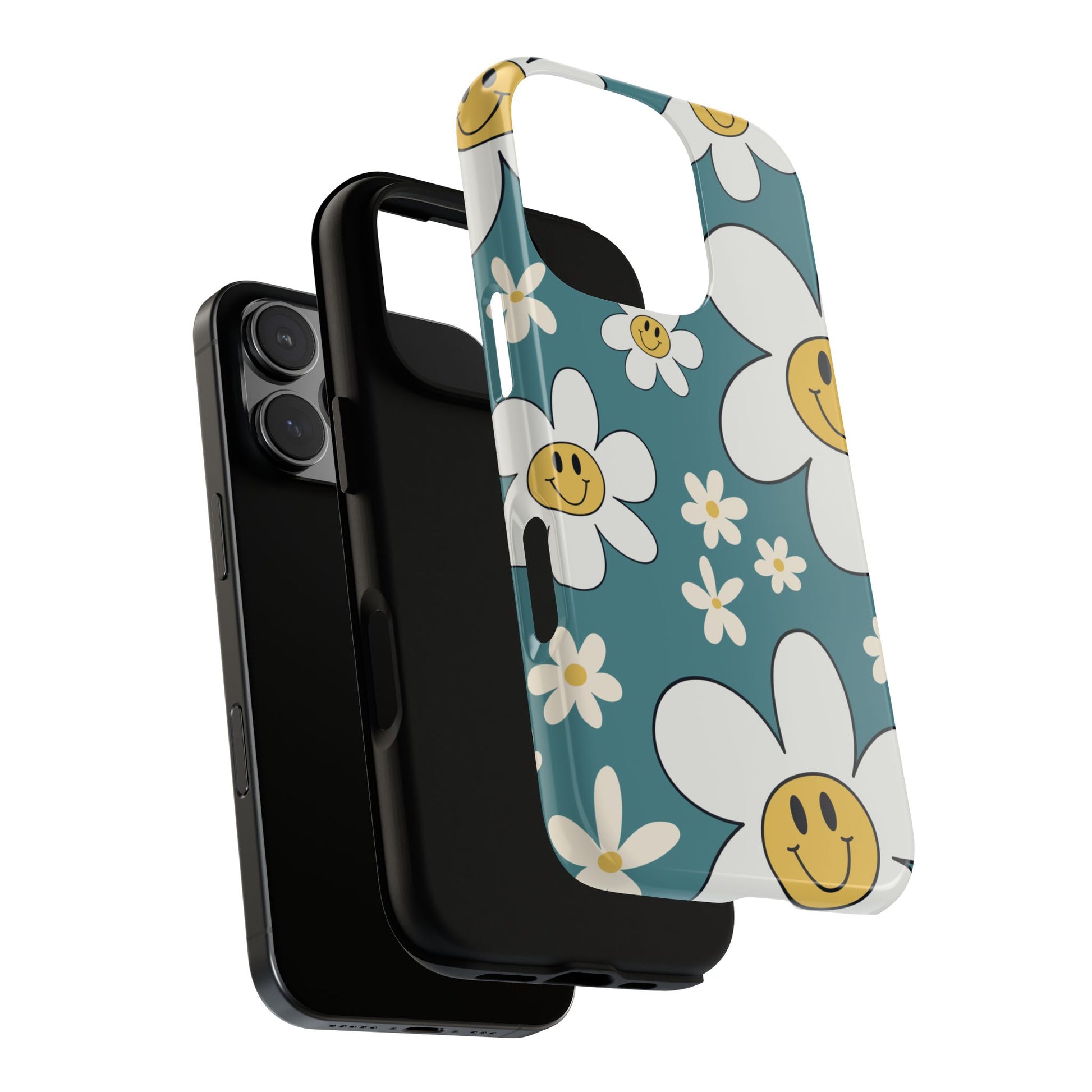 Fun Retro Daisy Pattern with Light Blue Background Phone Case - Blue Phone Case