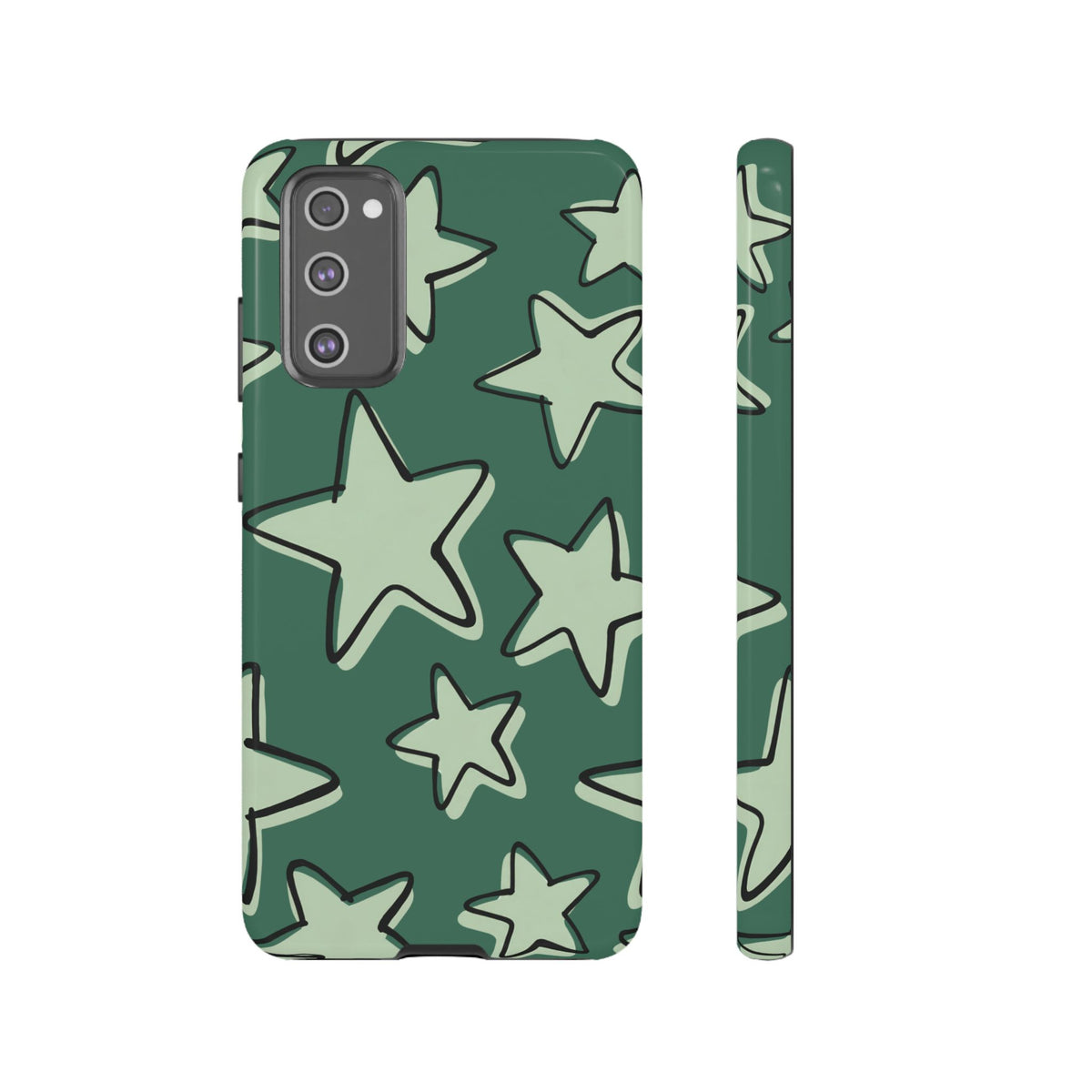 Forest Green Doodle Star Phone Case