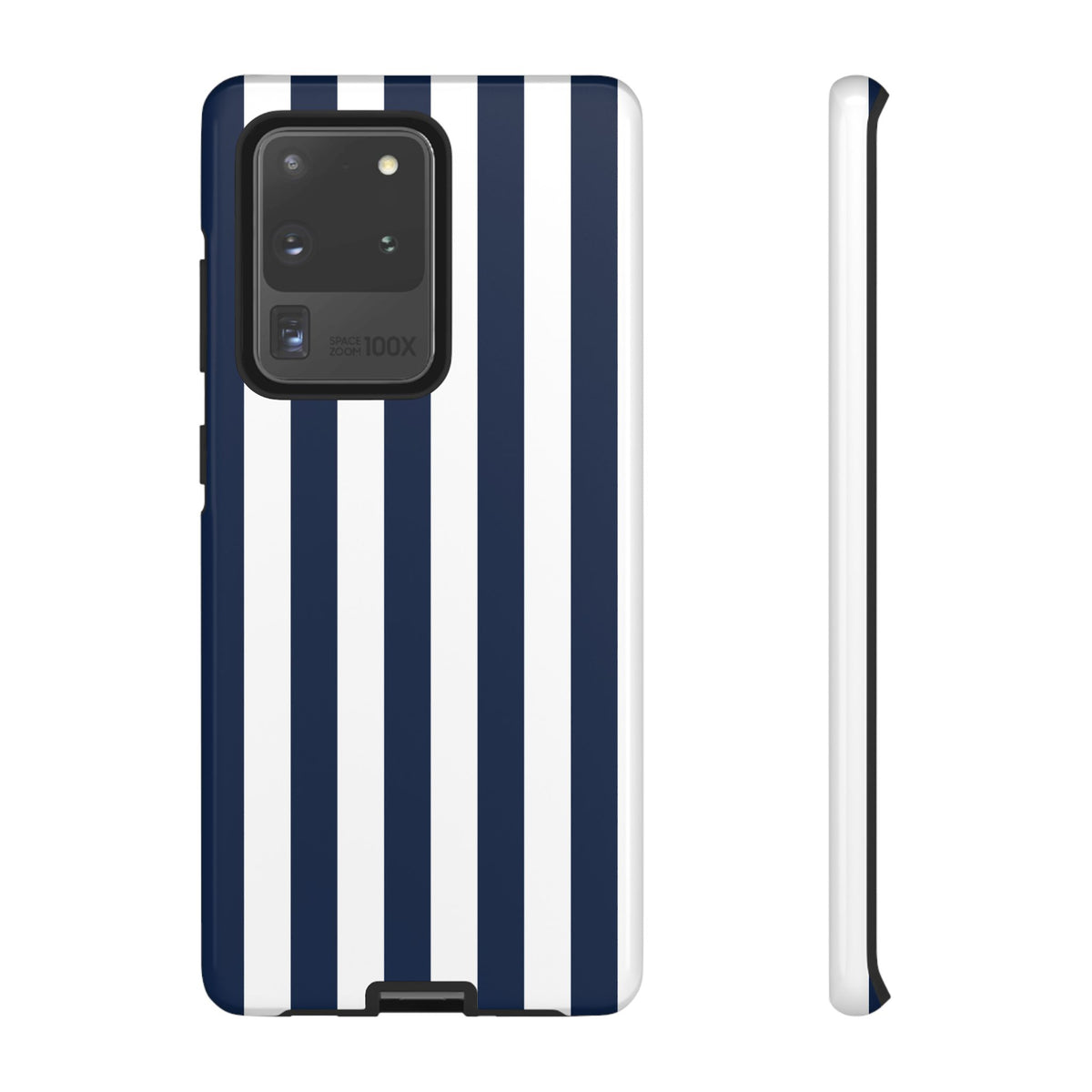 Simple Dark Blue & White Stripe Pattern Phone Case - White Phone Case - Samsung Galaxy S20 Ultra / Glossy