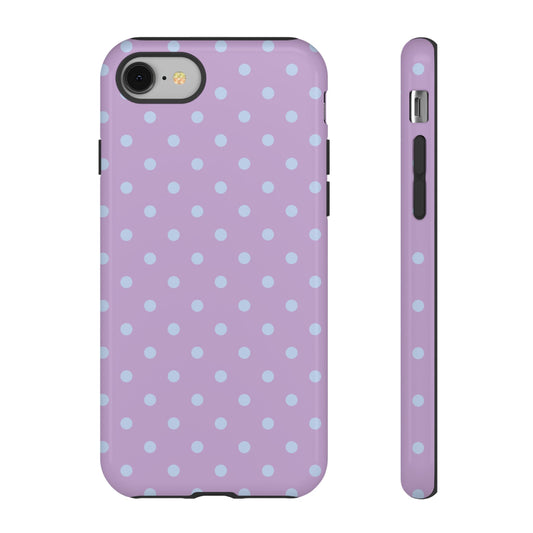 iPhone 8 / Glossy Phone Case - Trendy Lilac & Ice Blue Dot Pattern Phone Case