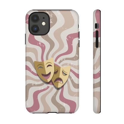 Comedy & Tragedy Masks – Pink Minimal Retro Wave Phone Case - Pink Phone Case - iPhone 11 / Glossy