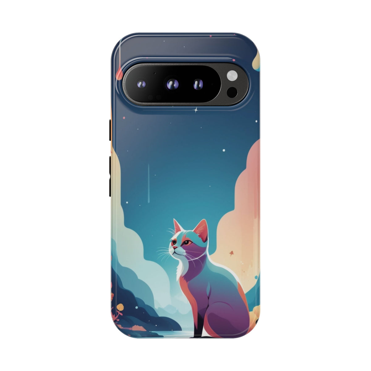 Stylised Cat Design Phone Case - Multicolor Phone Case - Google Pixel 9 Pro / Glossy