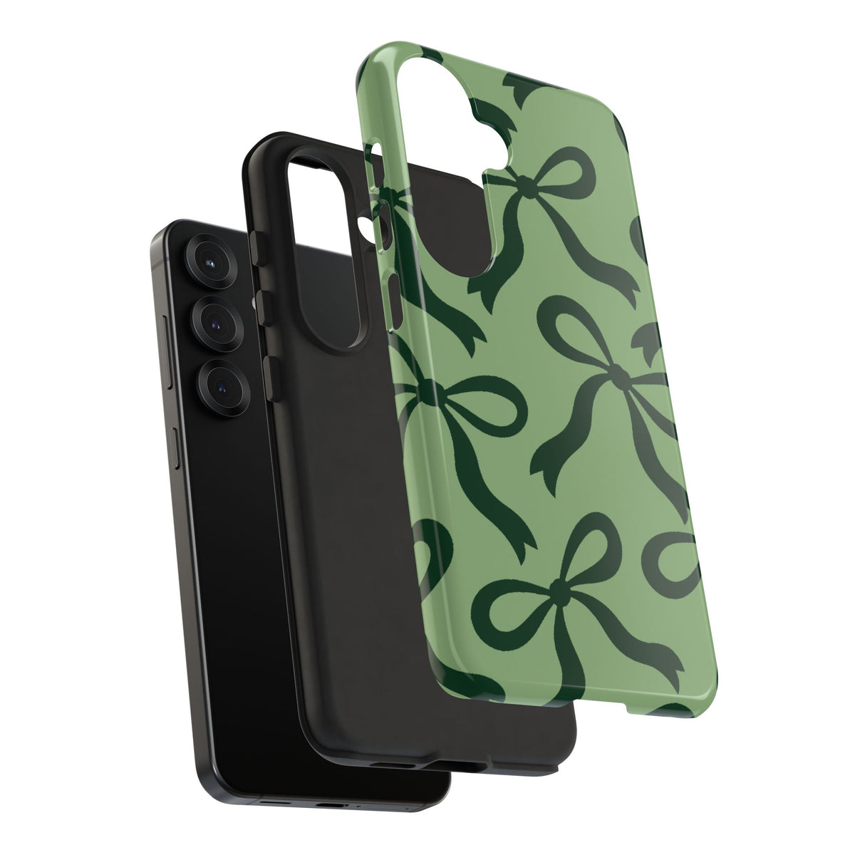 Bold Sage Green and Forest Green Bow Pattern Phone Case - Green Phone Case