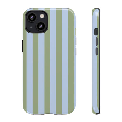 Trendy Ice Blue & Green Stripe Pattern Phone Case - Blue Phone Case - iPhone 13 / Glossy