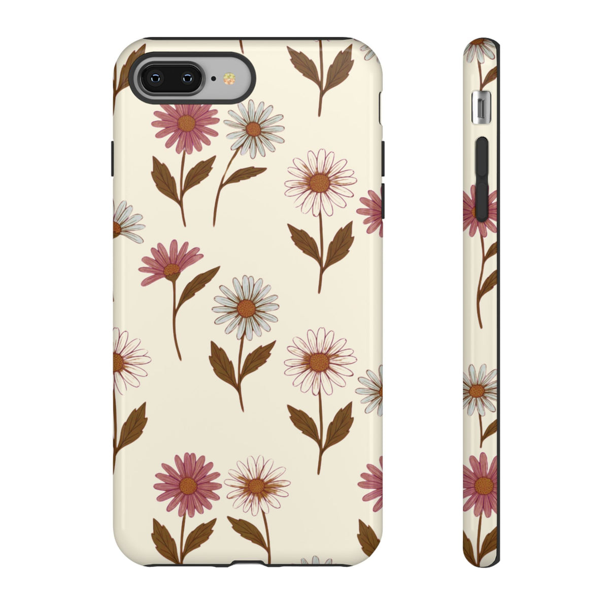 Pretty Cream & Rose Daisy Pattern Phone Case
