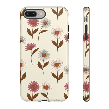 Pretty Cream & Rose Daisy Pattern Phone Case