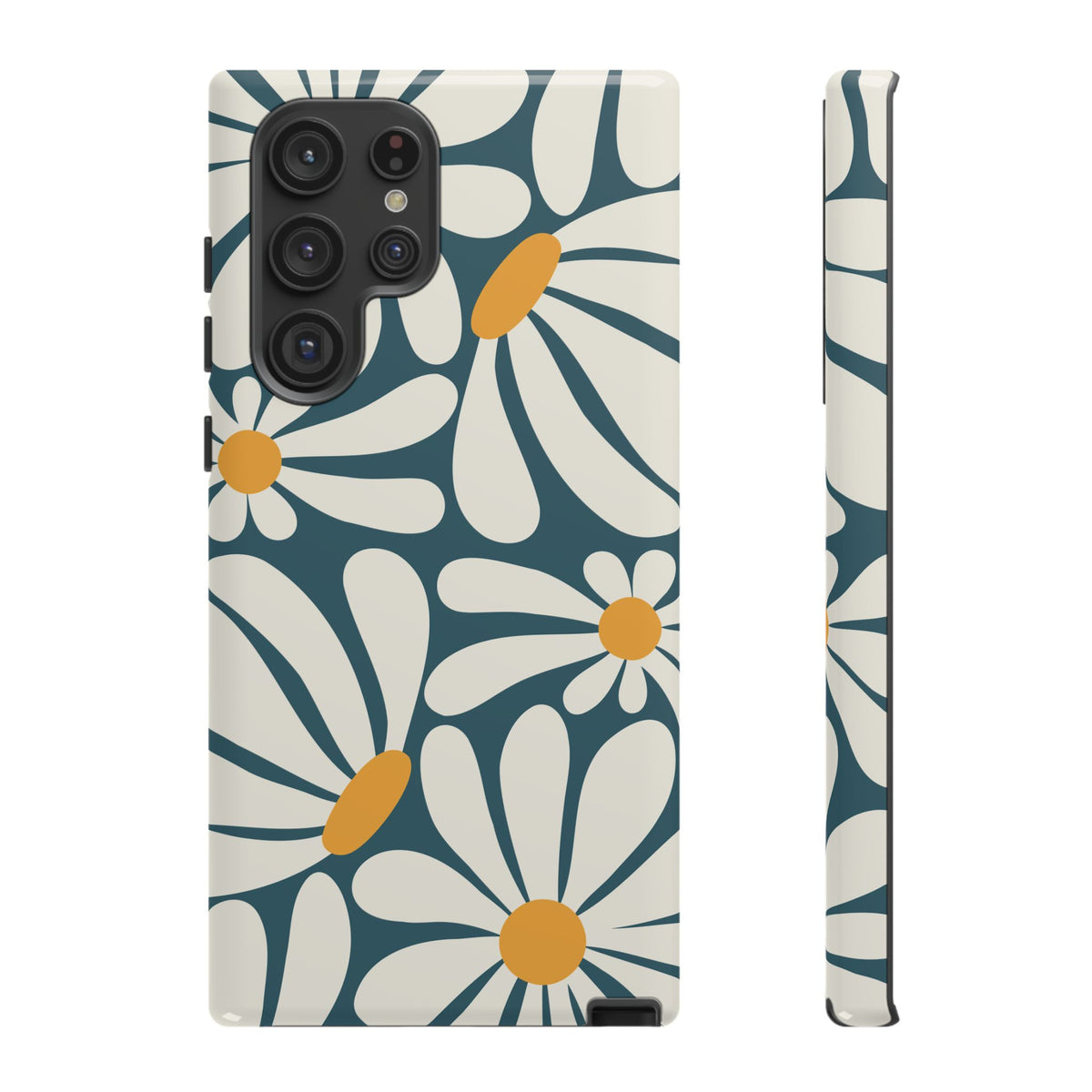 Retro Blue Daisy Pattern Phone Case - Blue Phone Case - Samsung Galaxy S22 Ultra / Glossy