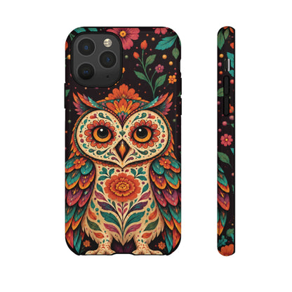 Vibrant Terracotta and Teal Calavera Owl Phone Case - Multicolor Phone Case - iPhone 11 Pro / Glossy