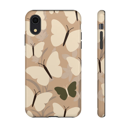 Minimalist Beige Butterfly Pattern Phone Case - Beige Phone Case - iPhone XR / Glossy
