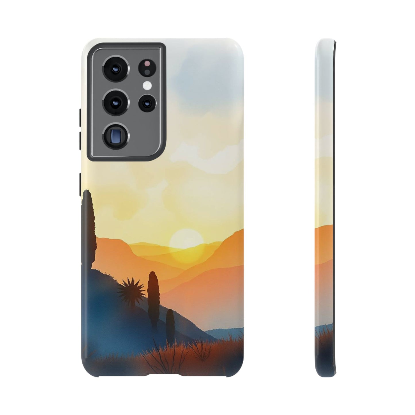 Samsung Galaxy S21 Ultra / Glossy Phone Case - Watercolour Sunset Design Phone Case