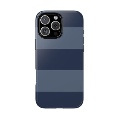 Dark Blue Horizontal Stripe Pattern Phone Case - Blue Phone Case - iPhone 16 Pro Max / Glossy