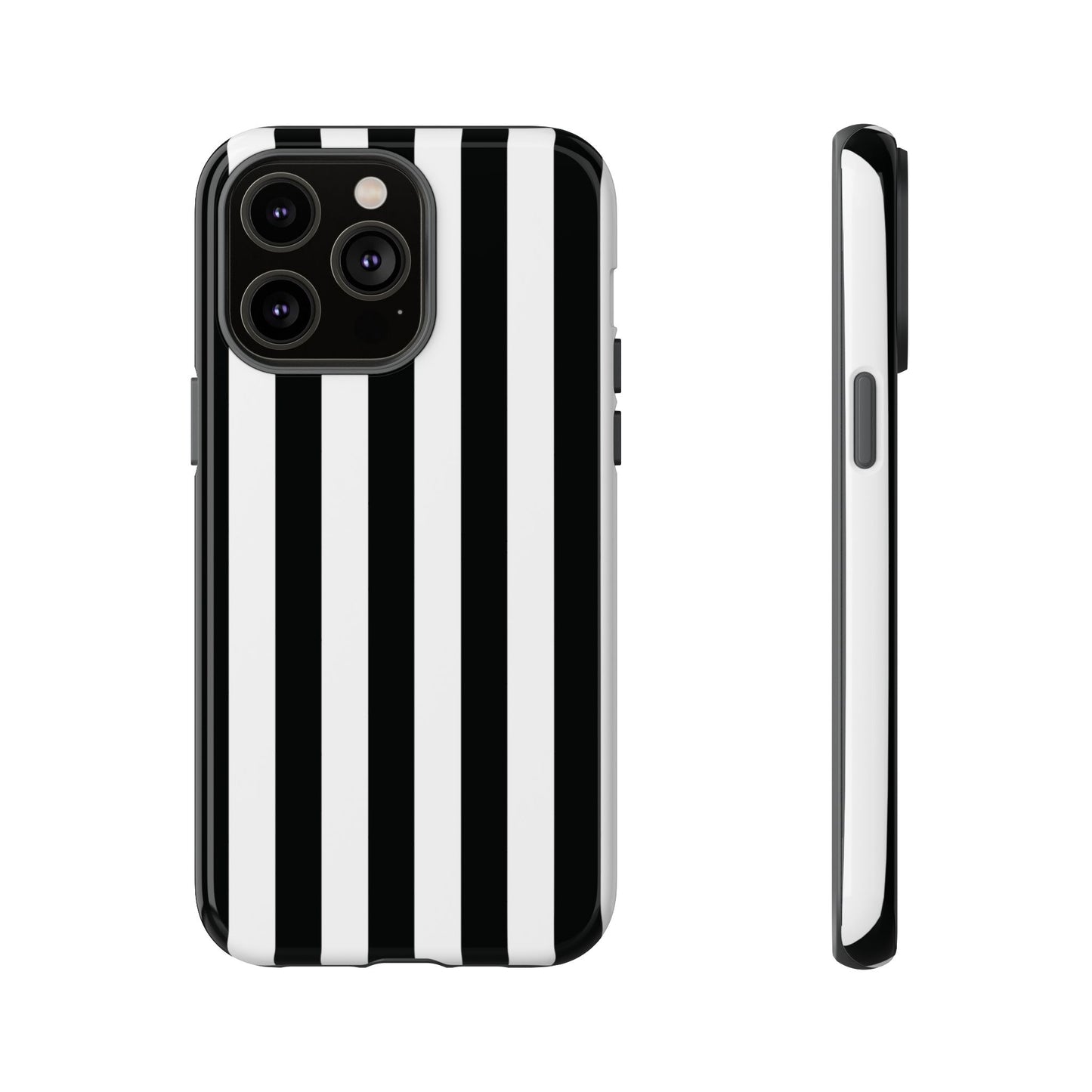 iPhone 14 Pro Max / Glossy Phone Case - Simple Black & White Stripe Pattern Phone Case
