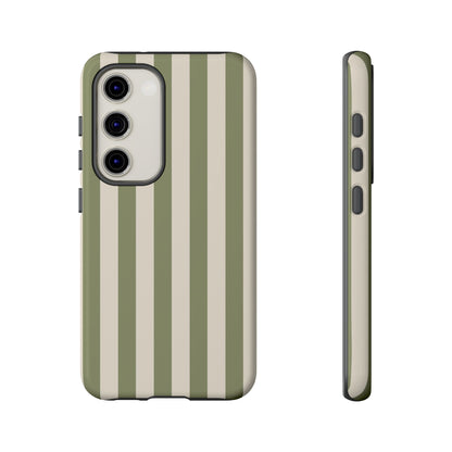 Samsung Galaxy S23 / Glossy Phone Case - ’Olive & Beige Stripe Pattern’ Phone Case