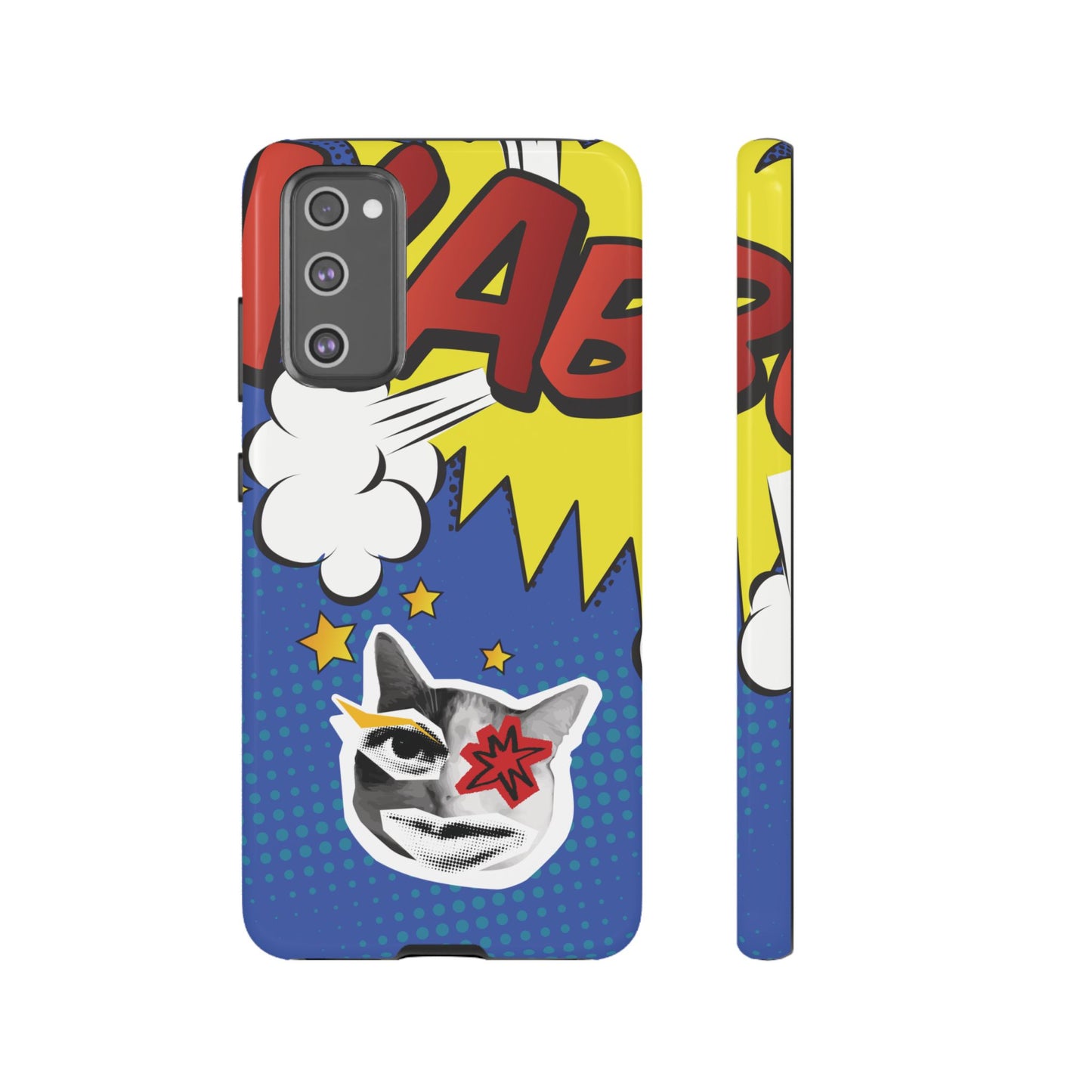 Samsung Galaxy S20 FE / Glossy Phone Case - Bold Blue Pop Art Cat Phone Case