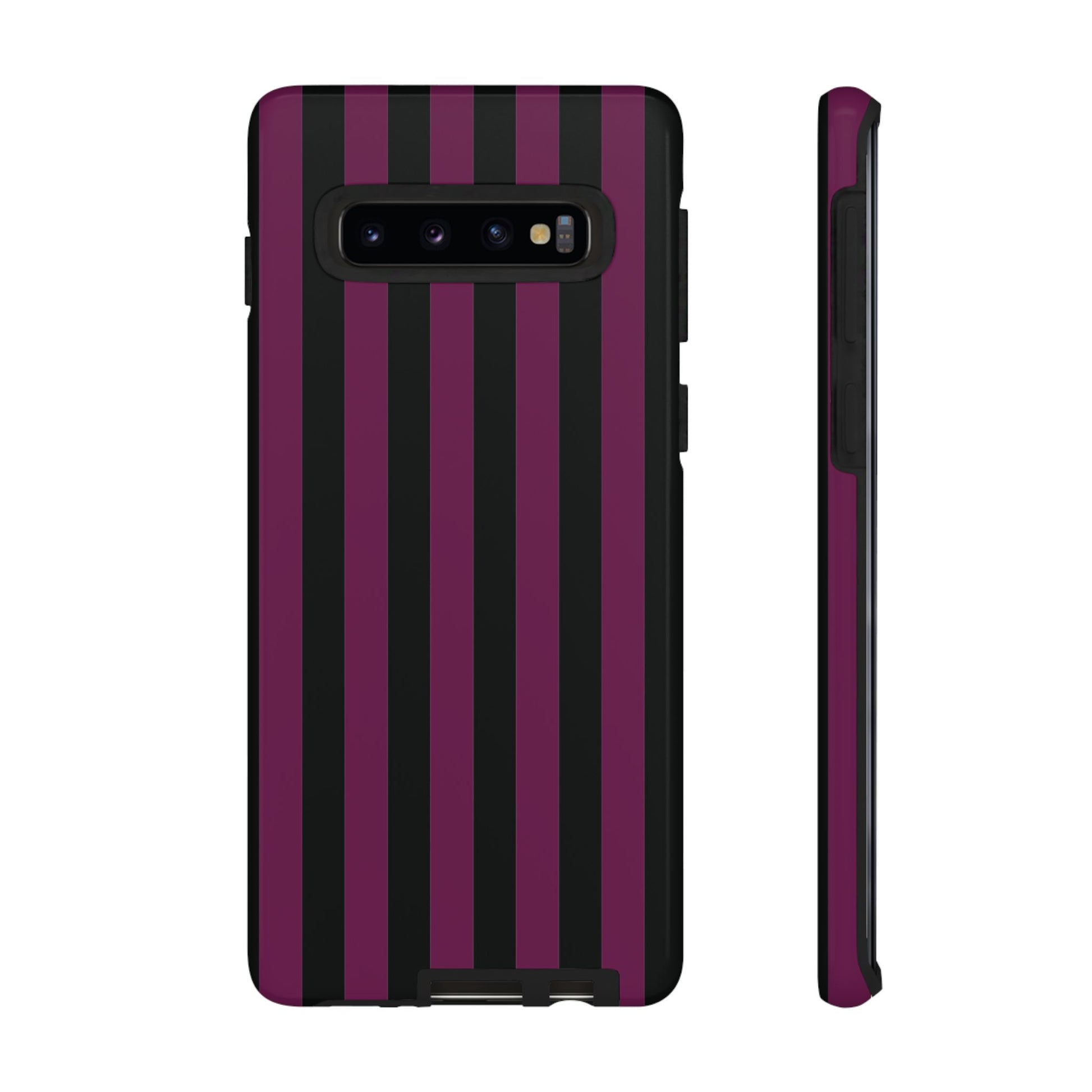 Trendy Plum & Black Stripe Pattern Phone Case - Purple Phone Case