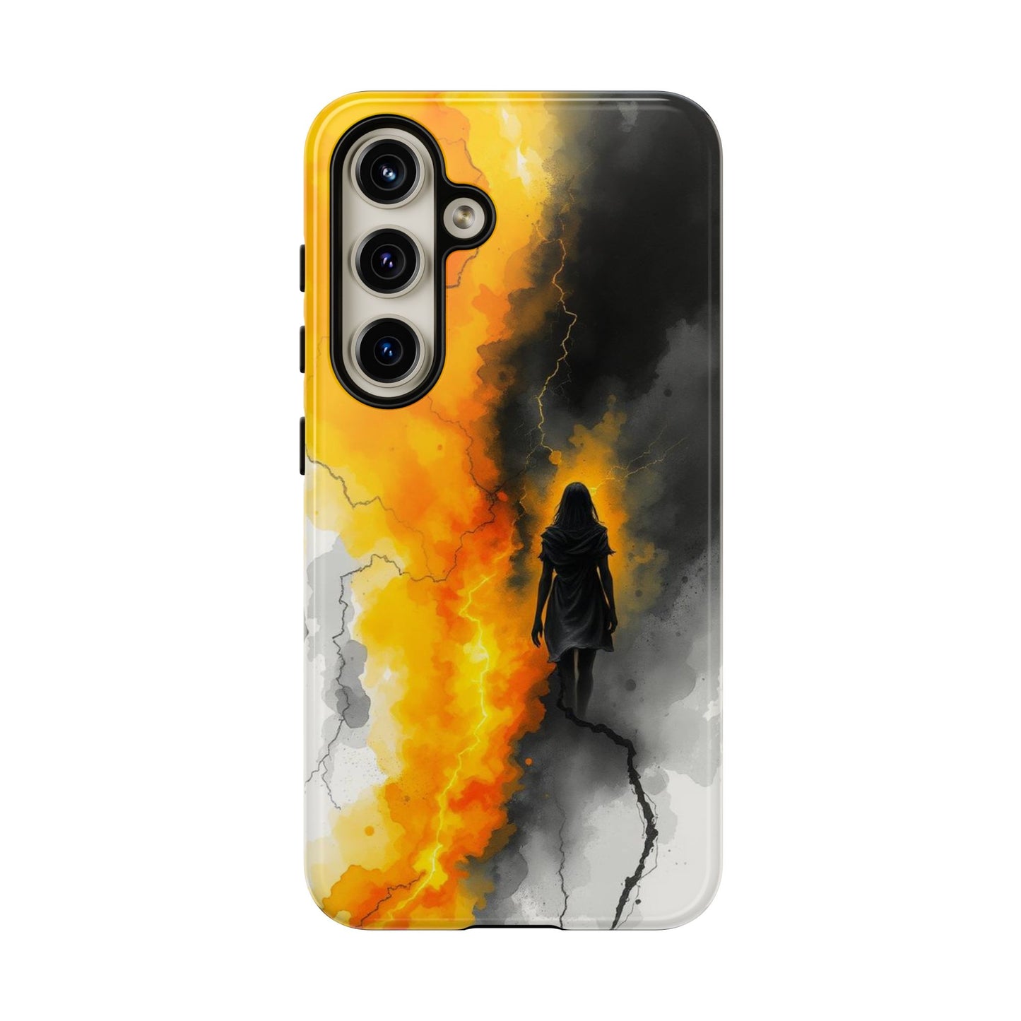 Samsung Galaxy S24 / Glossy Phone Case - Watercolour Gothic Silhouette of a Woman Phone Case