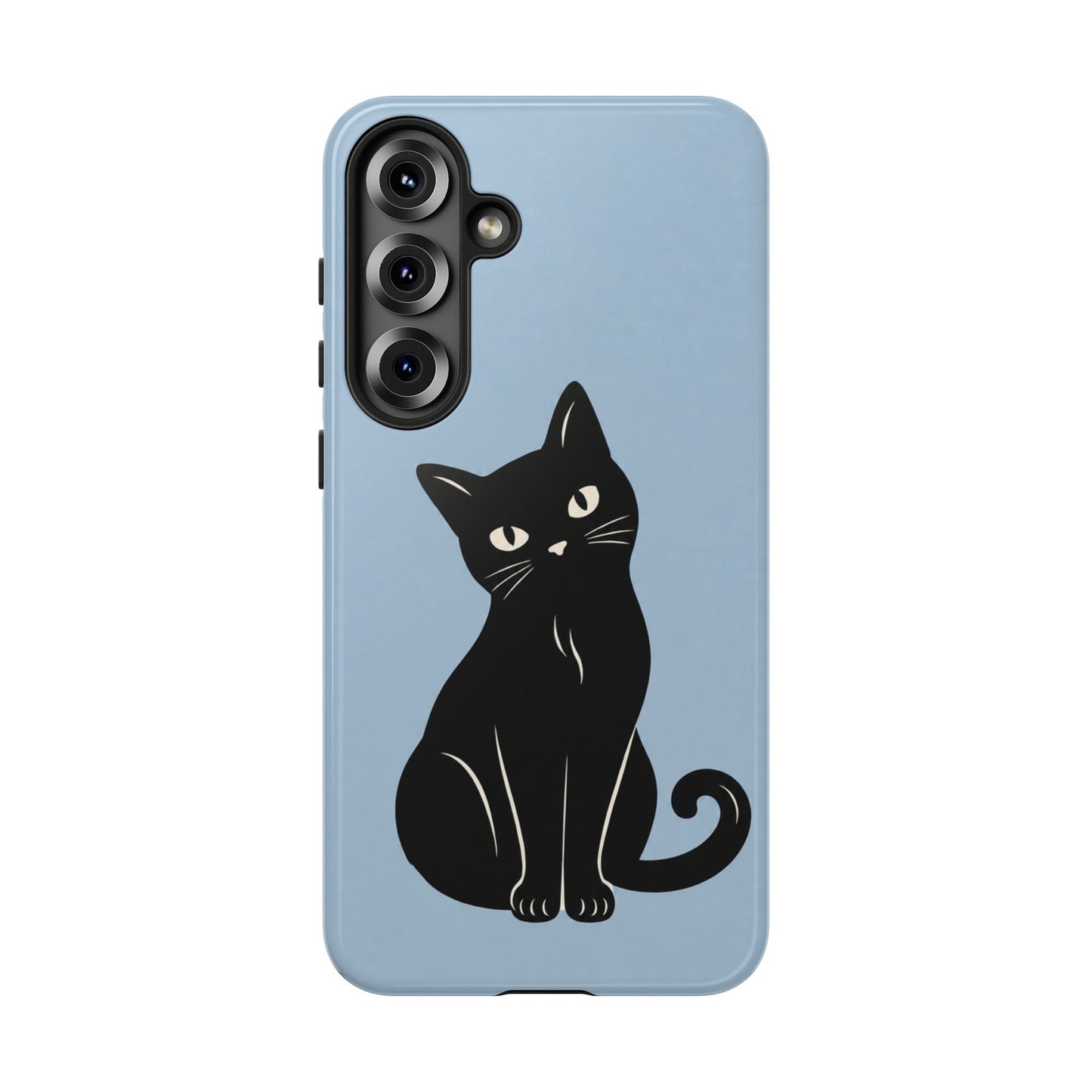 Minimalist Powder Blue & Black Cat Phone Case