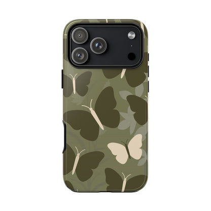 Minimalist Olive Green Butterfly Pattern Phone Case - Green Phone Case - iPhone 17 Pro Max / Glossy