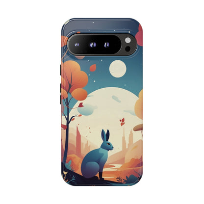 Google Pixel 9 Pro XL / Glossy Phone Case - Stylised Blue Hare Design Phone Case