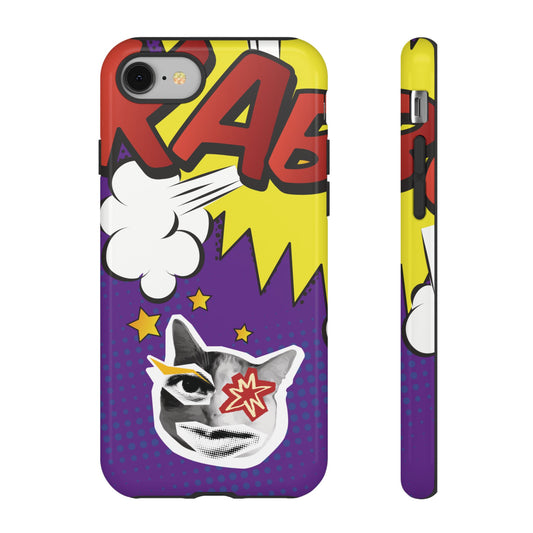 iPhone 8 / Glossy Phone Case - Bold Purple Pop Art Cat Phone Case