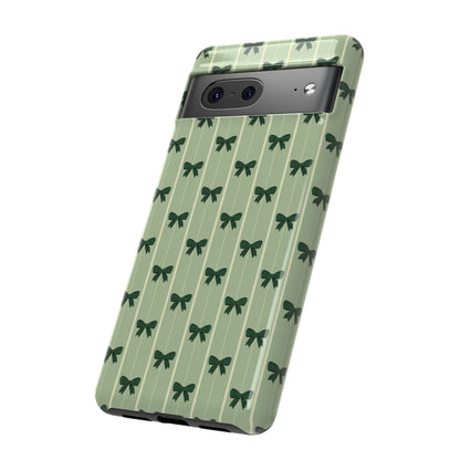 Retro Forest Green Bow Pattern Phone Case