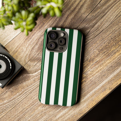 Simple Dark Green & White Stripe Pattern Phone Case - Green Phone Case