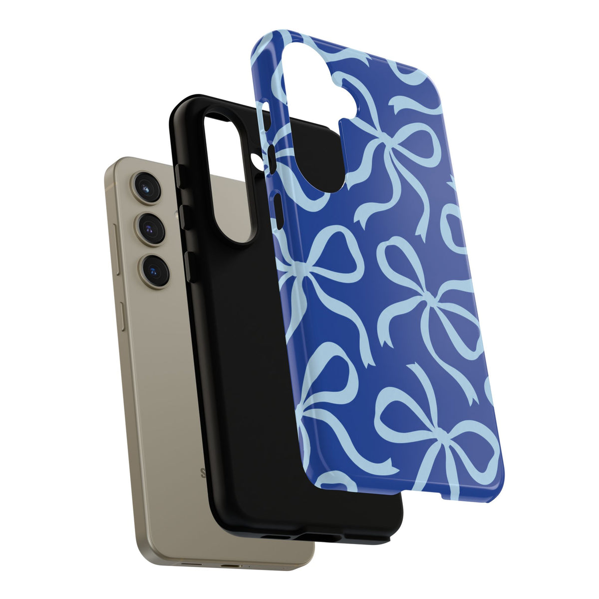 Bold Cobalt Blue and Powder Blue Bow Pattern Phone Case