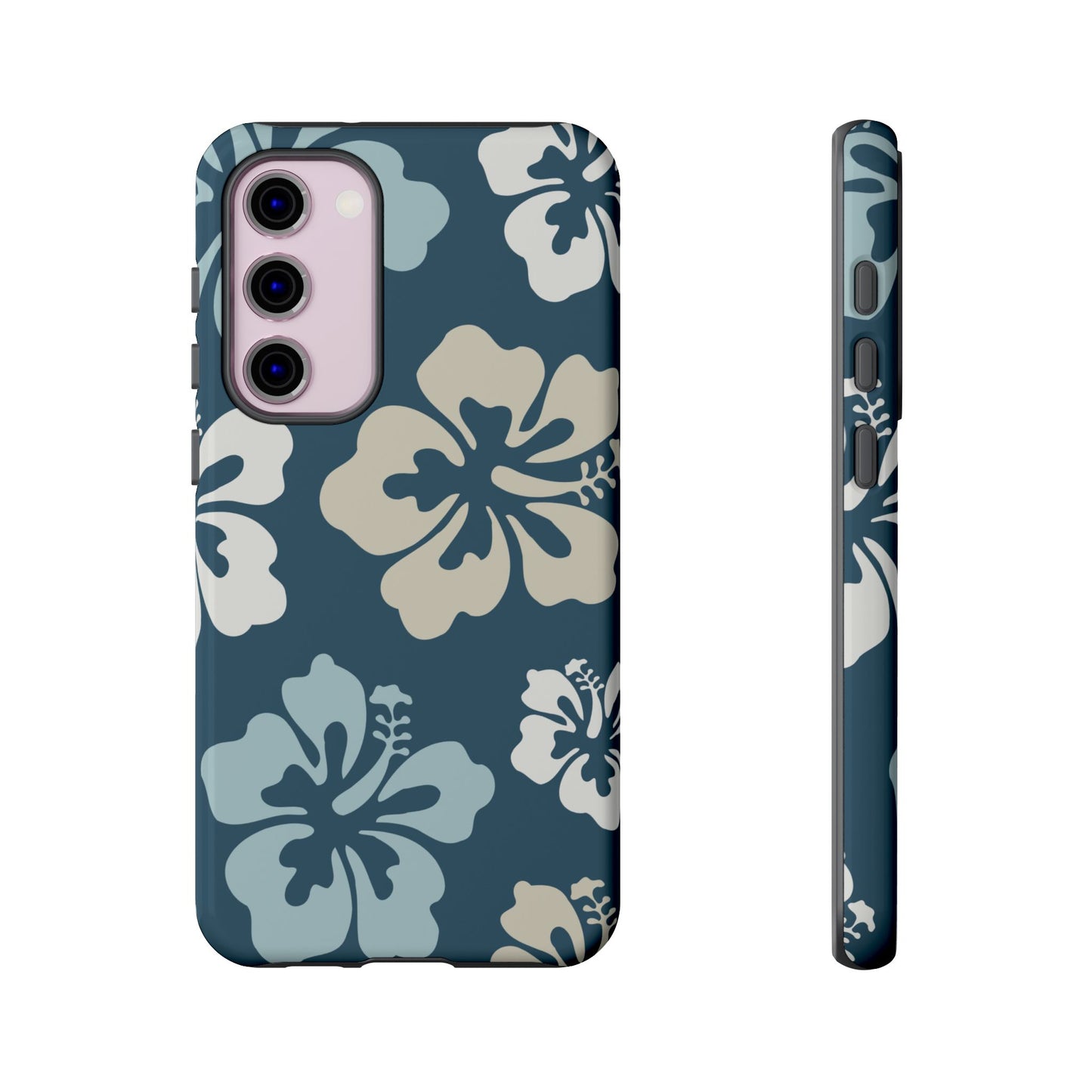Samsung Galaxy S23 Plus / Glossy Phone Case - ’Blue Hibiscus Retro Pattern #1’ Phone Case