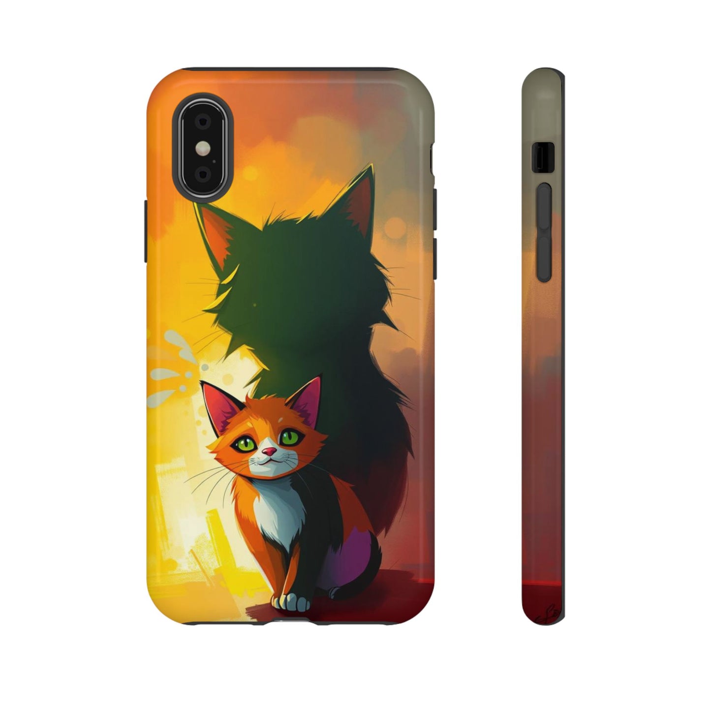 iPhone XS / Glossy Phone Case - Acrylic Style Shadow Cat Design Phone Case