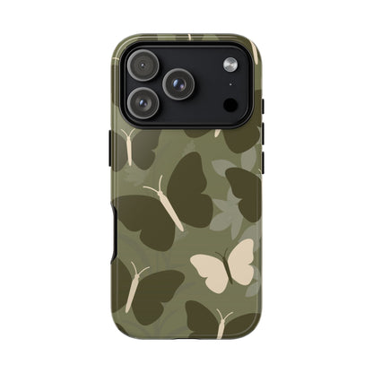 Minimalist Olive Green Butterfly Pattern Phone Case - Green Phone Case - iPhone 17 Pro / Glossy