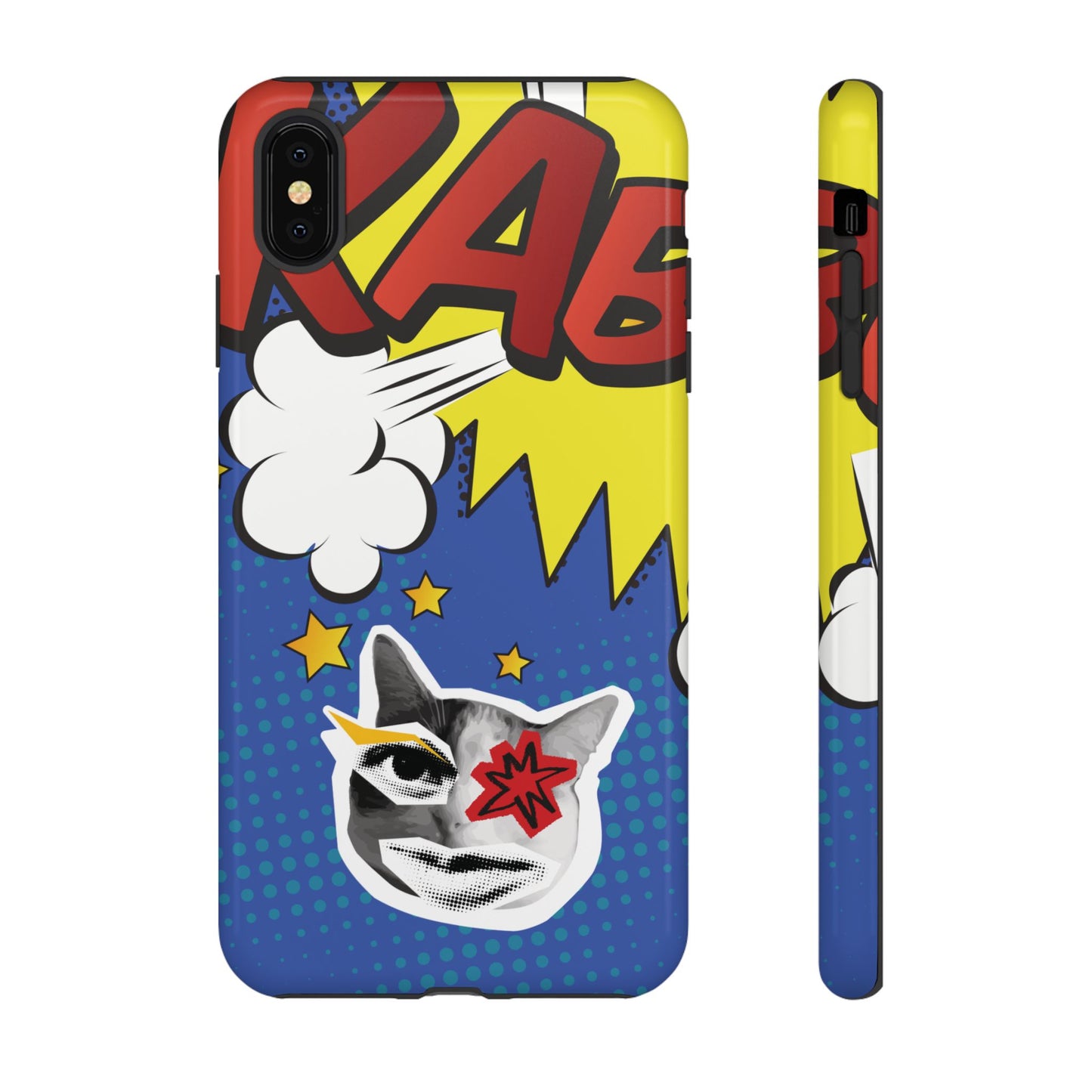 iPhone XS MAX / Glossy Phone Case - Bold Blue Pop Art Cat Phone Case