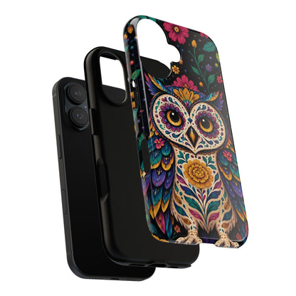 Vibrant Purple and Teal Calavera Owl Phone Case - Multicolor Phone Case