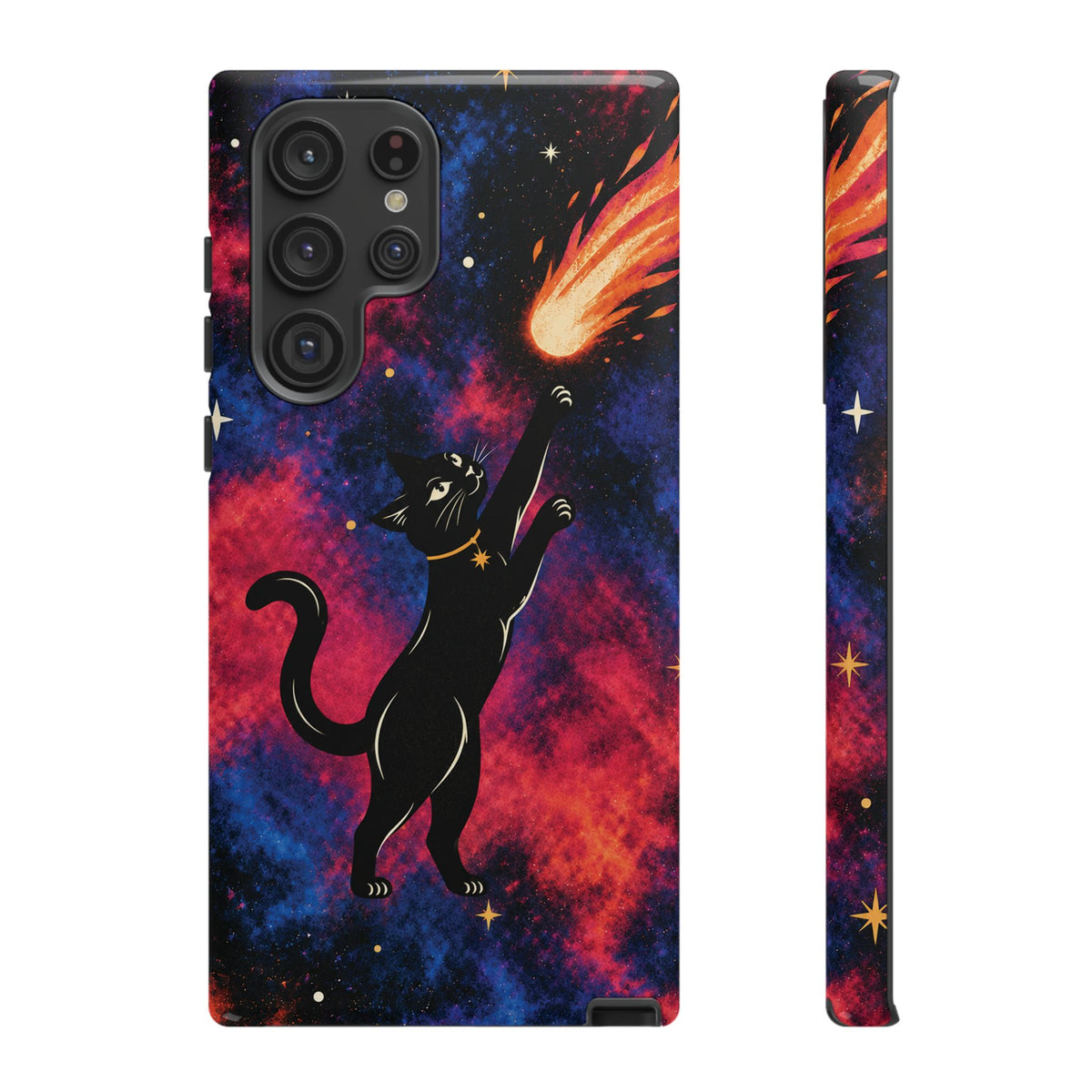 Whimsical Multicolour Celestial Black Cat Phone Case