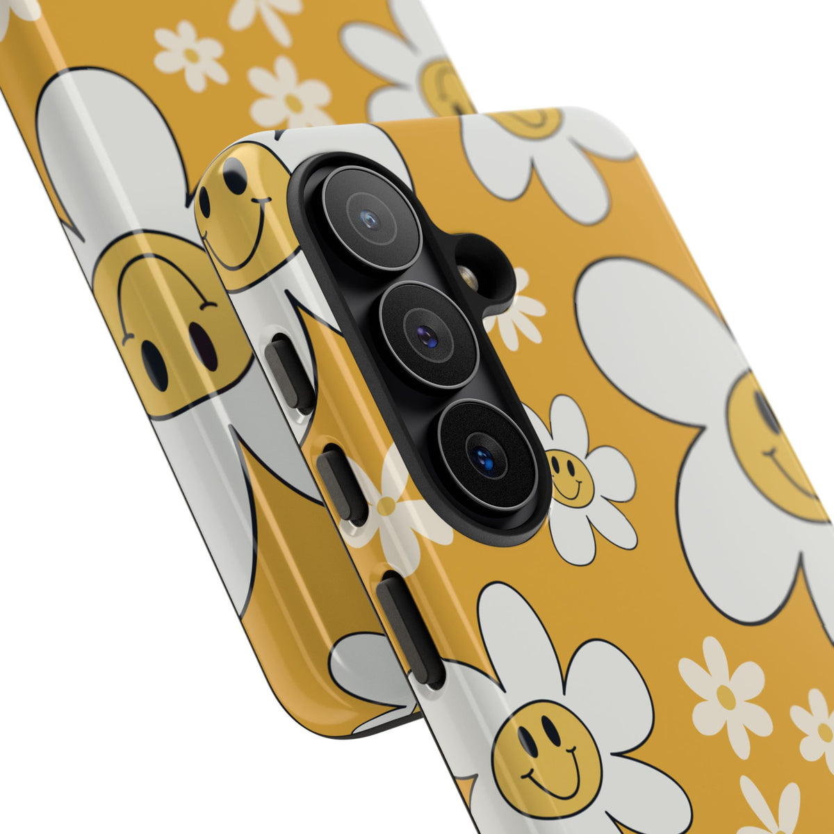 Fun Retro Daisy Pattern with Yellow Background Phone Case - Yellow Phone Case