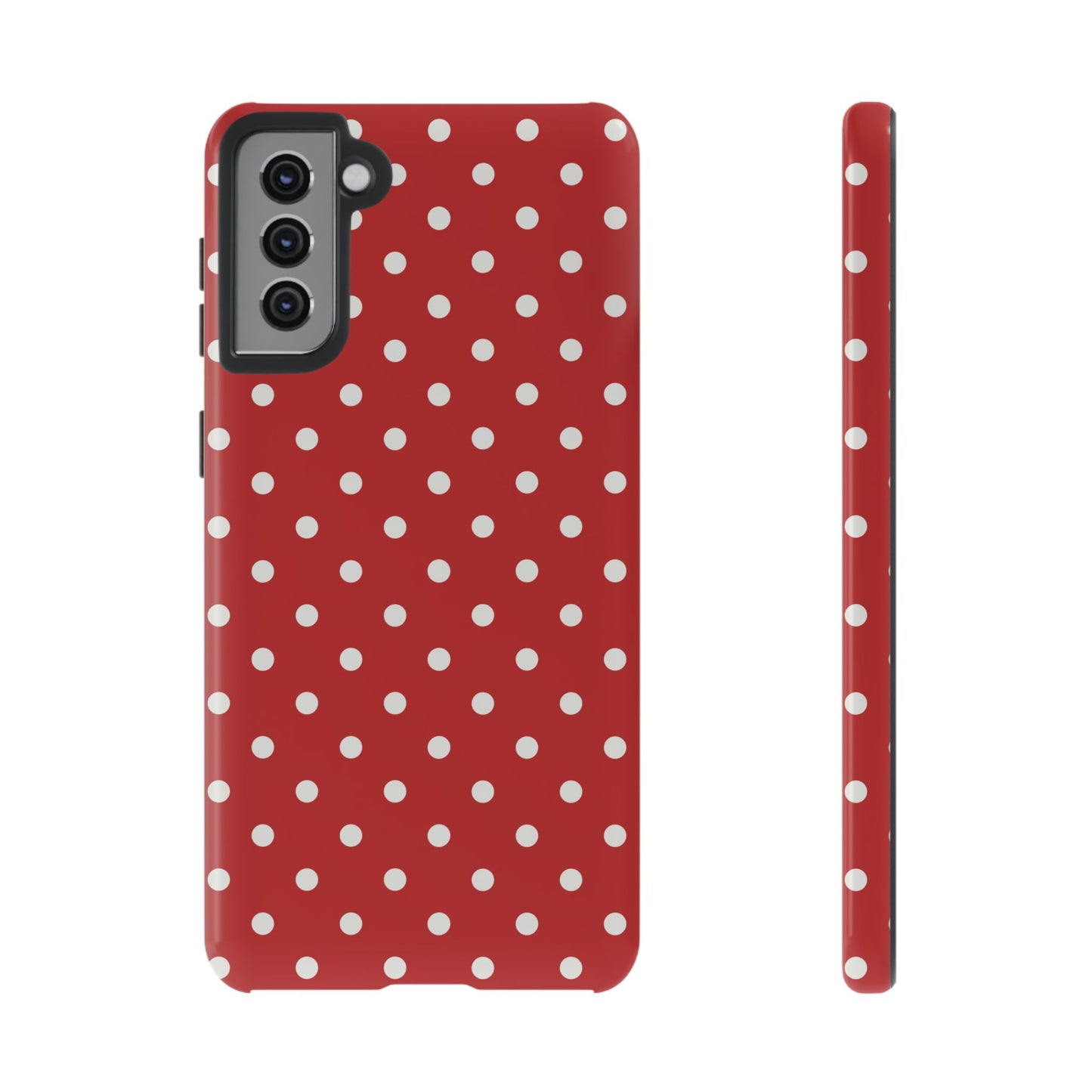 Phone Case - Red with White Dot Pattern Phone Case