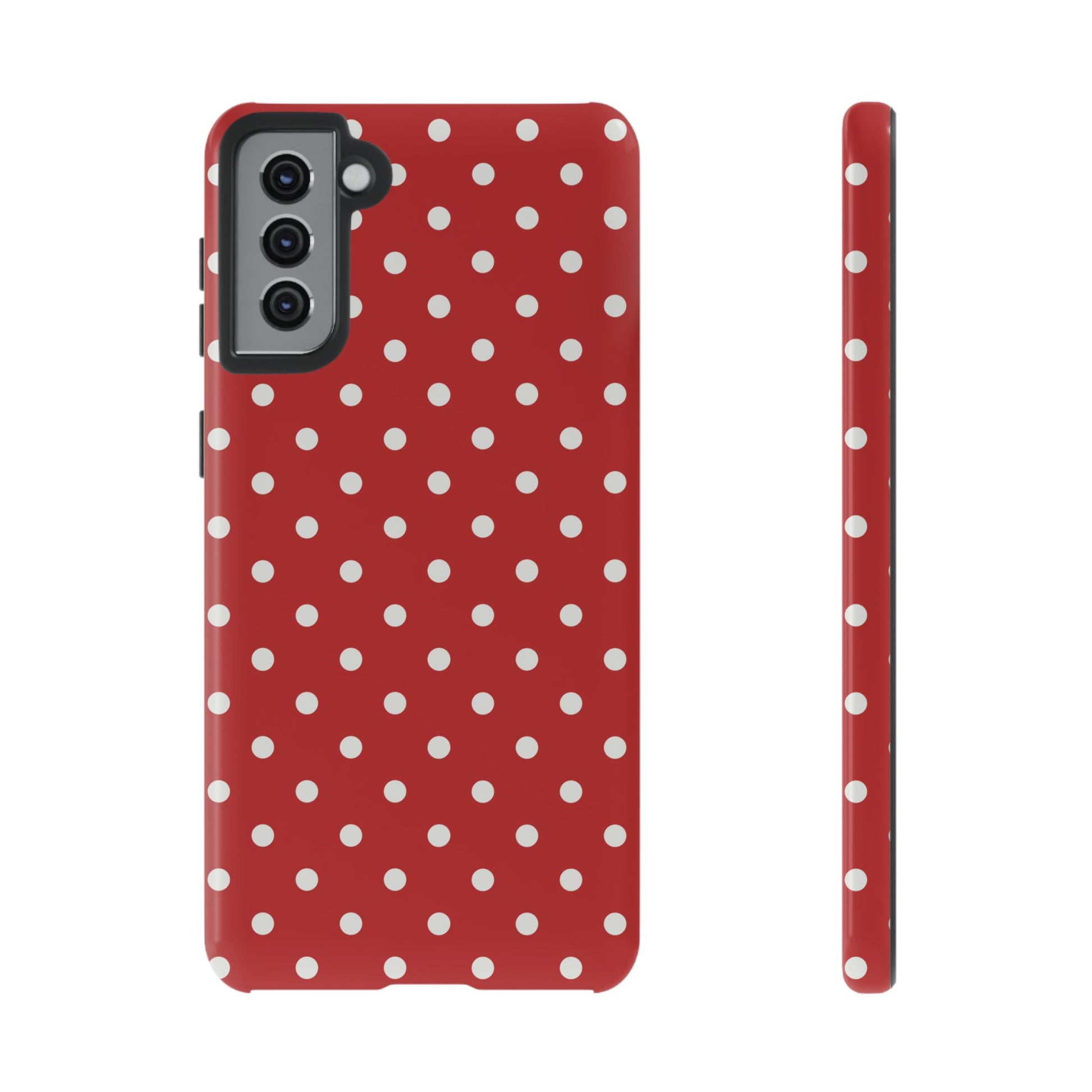 Phone Case - Red with White Dot Pattern Phone Case