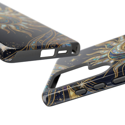 Elegant Navy & Gold Solar Spiral Phone Case