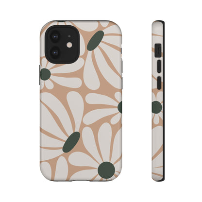 Retro Beige & White Daisy Pattern Phone Case - Beige Phone Case - iPhone 12 Mini / Glossy
