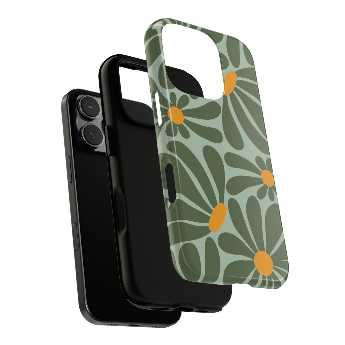 Retro Green Daisy Pattern Phone Case - Green Phone Case