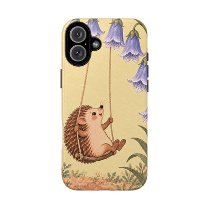 Whimsical Buttercream Hedgehog and Bluebell Phone Case - Yellow Phone Case - iPhone 16 Plus / Glossy